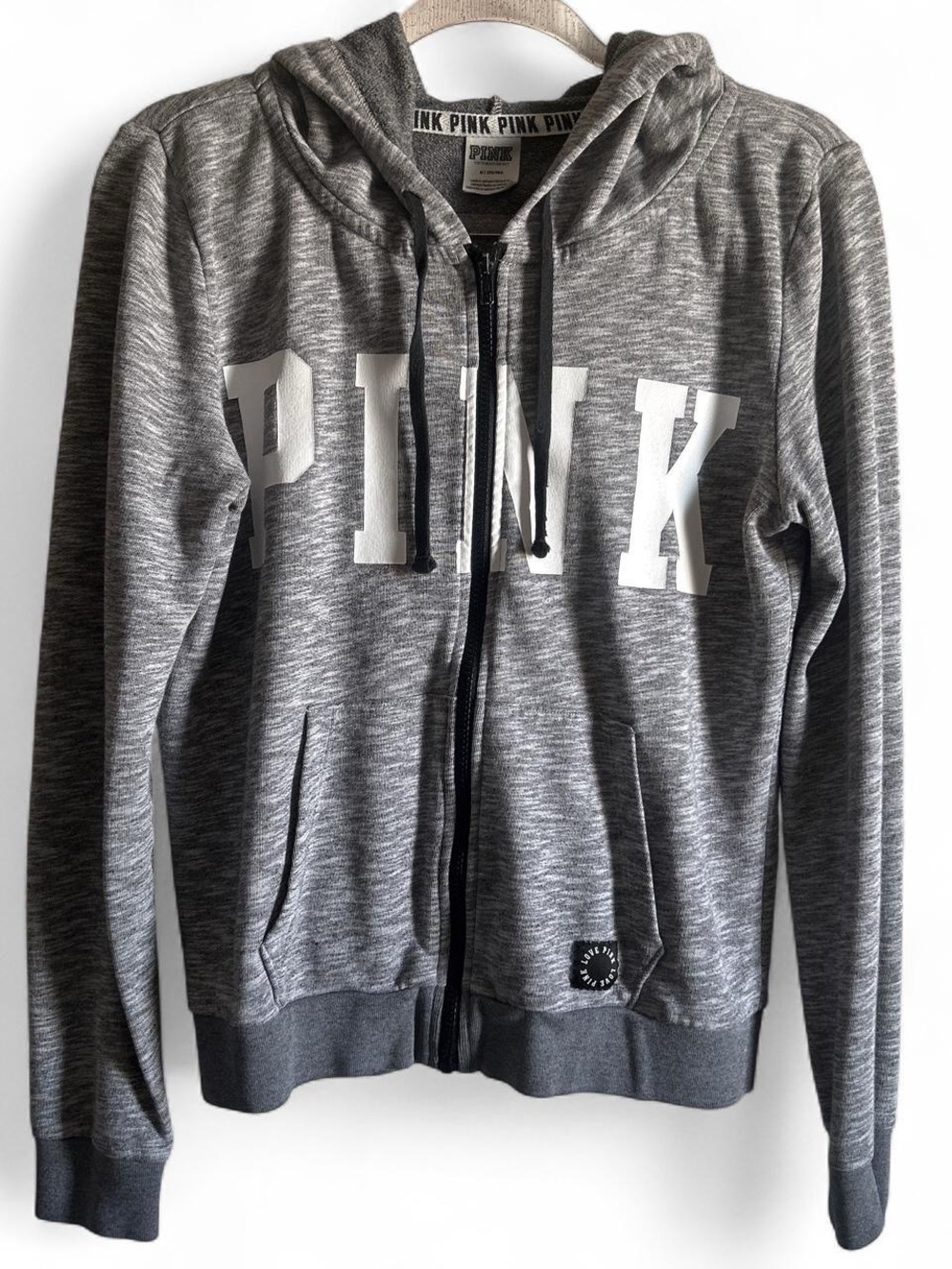 Victoria's Secret PINK Gray Zip-Up Hoodie size Medium Y2K